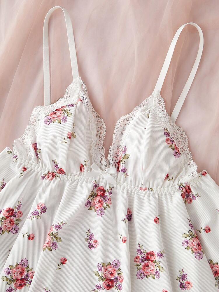 Women's V Neck Floral Lace Patchwork Pajama Set With Camisole And Pants Elegant Loungewear Sleepwear Outfit Casual Vacation Nightwear